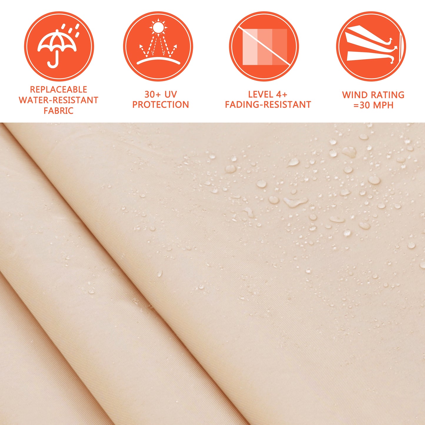 VEIKOUS 8'x7' Retractable Patio Awning Sun Shade Cover with Manual Crank, Beige