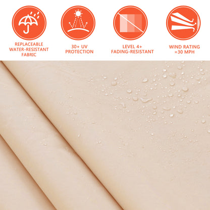 VEIKOUS 8'x7' Retractable Patio Awning Sun Shade Cover with Manual Crank, Beige