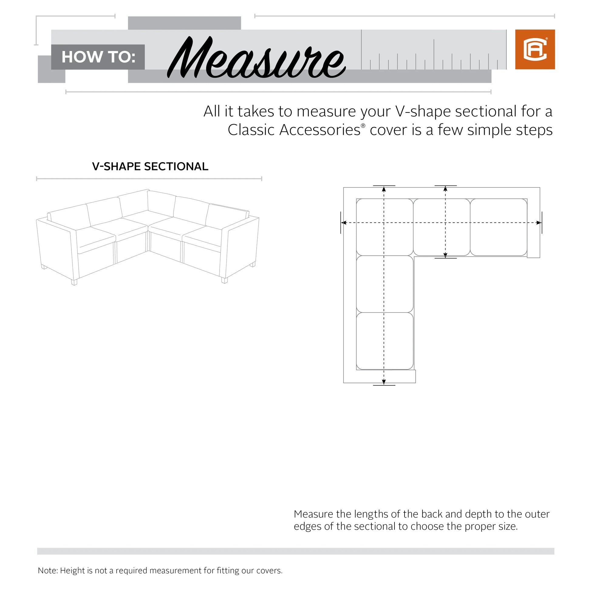 Classic Accessories Veranda Water-Resistant 100 Inch Patio V-Shaped Sectional Lounge Set Cover