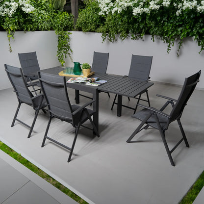Kozyard Villa Outdoor Patio Metal Slate and Aluminum Rectangle Dining Table ( Gray )