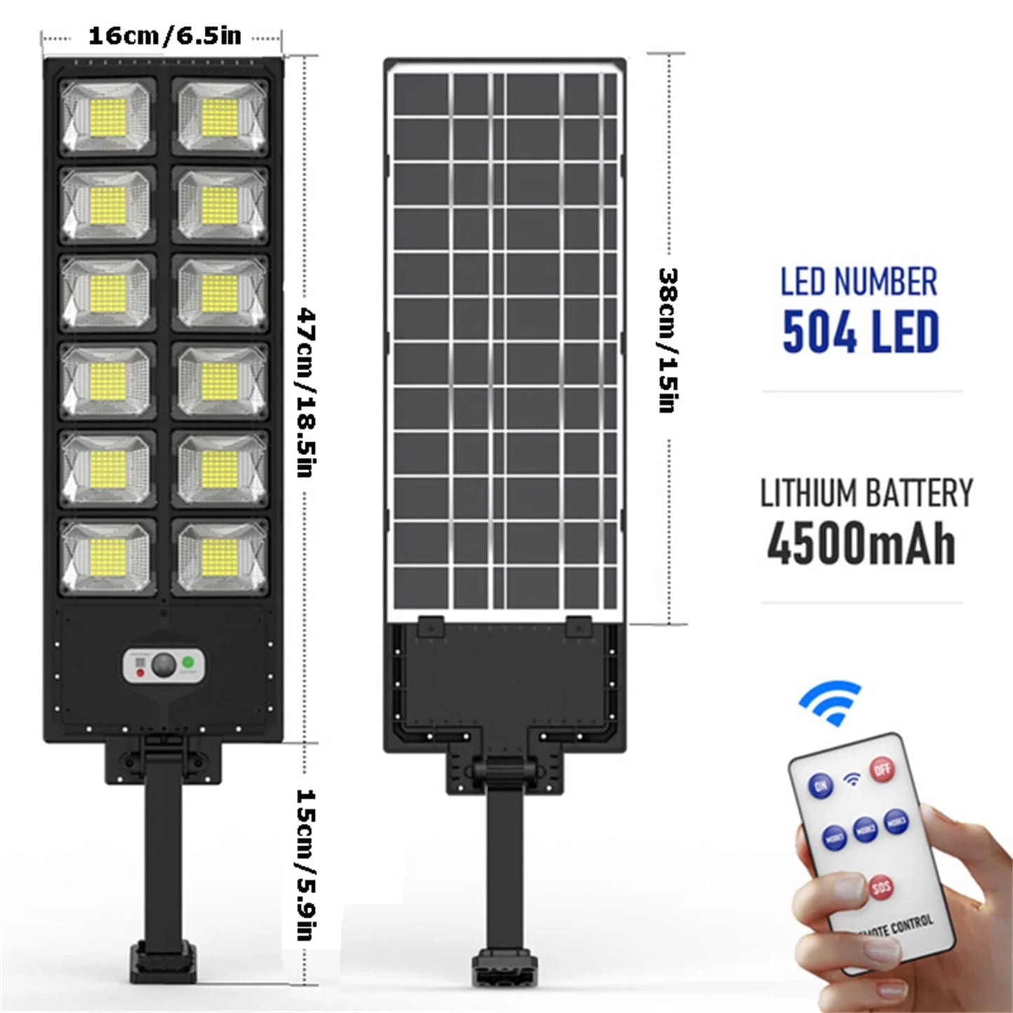 Super Bright Solar Street Lights, 5500LM 6500K Ultra Bright Dusk to Dawn Solar Motion Sensor Lights with Remote Control, Solar Security Wall Light Road Lamp for Garden Yard Patio Parking Lot