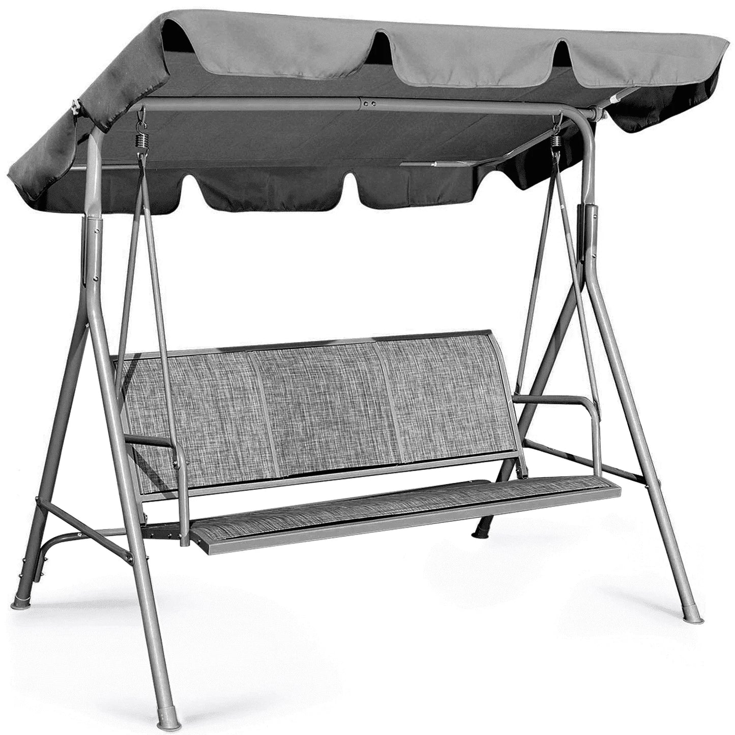 CoPedvic Canopy Porch Patio Swing with Canopy, 3-Seat Steel Outdoor Swing Chair with Stand , Yard swing& Outside swing,Gray