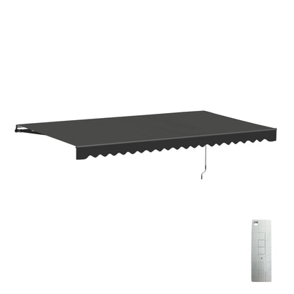 ALEKO 20' x 10' Grey White Stripes Retractable Motorized Patio Awning Sunshade