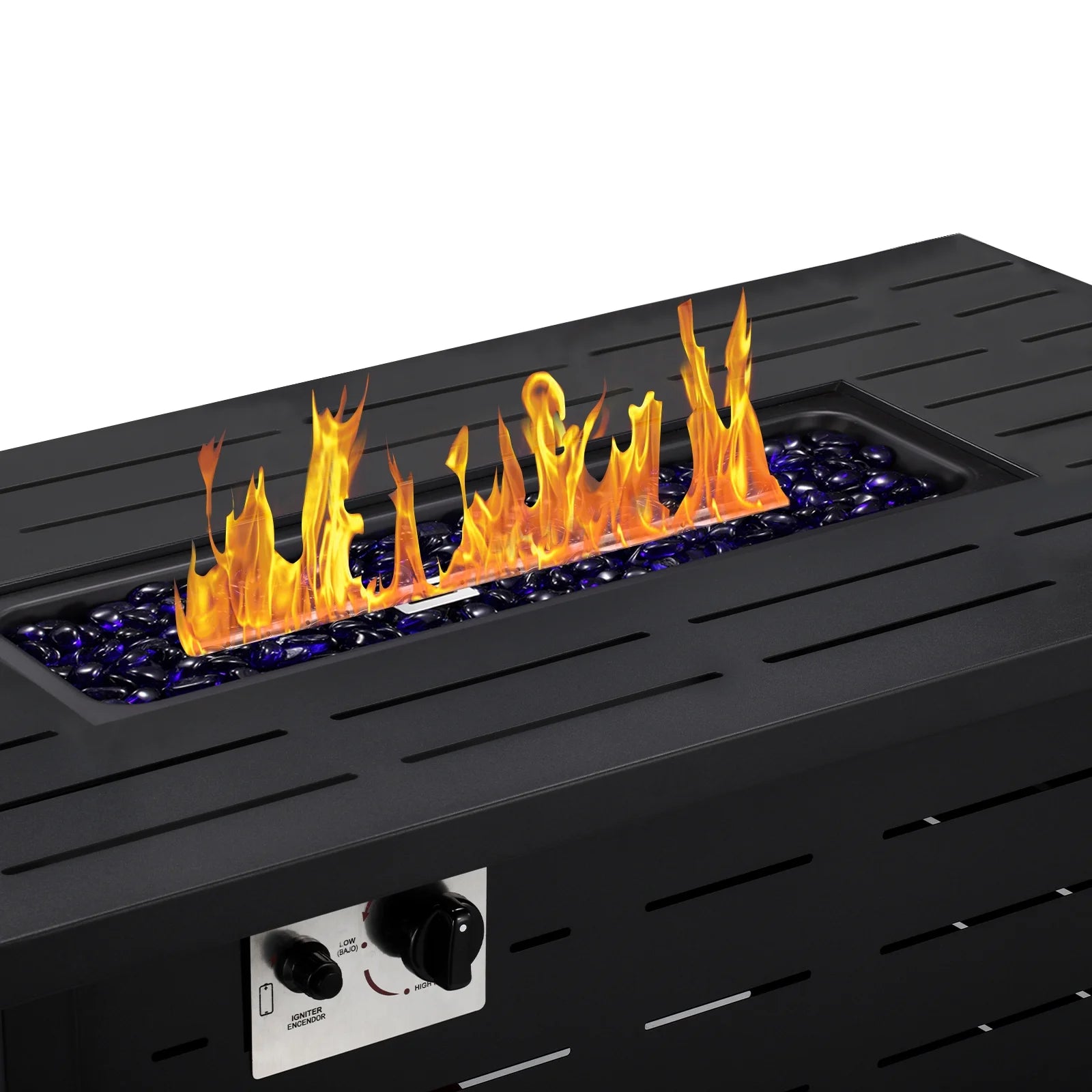 KNDKO 43" Outdoor Propane Fire Pit Table - 50,000 BTU Auto-Ignition Gas Fire Table with Lid, Weather-resistant Backyard Heater for Patio, Deck & Garden
