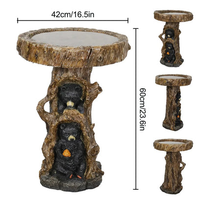 23.6?Tall Resin Outdoor Bird Baths for Garden - Outdoor Standing Birdbath with Bear Statue, Pedestal Birdbaths for Outdoors, Garden, Patio, Lawn, Backyard