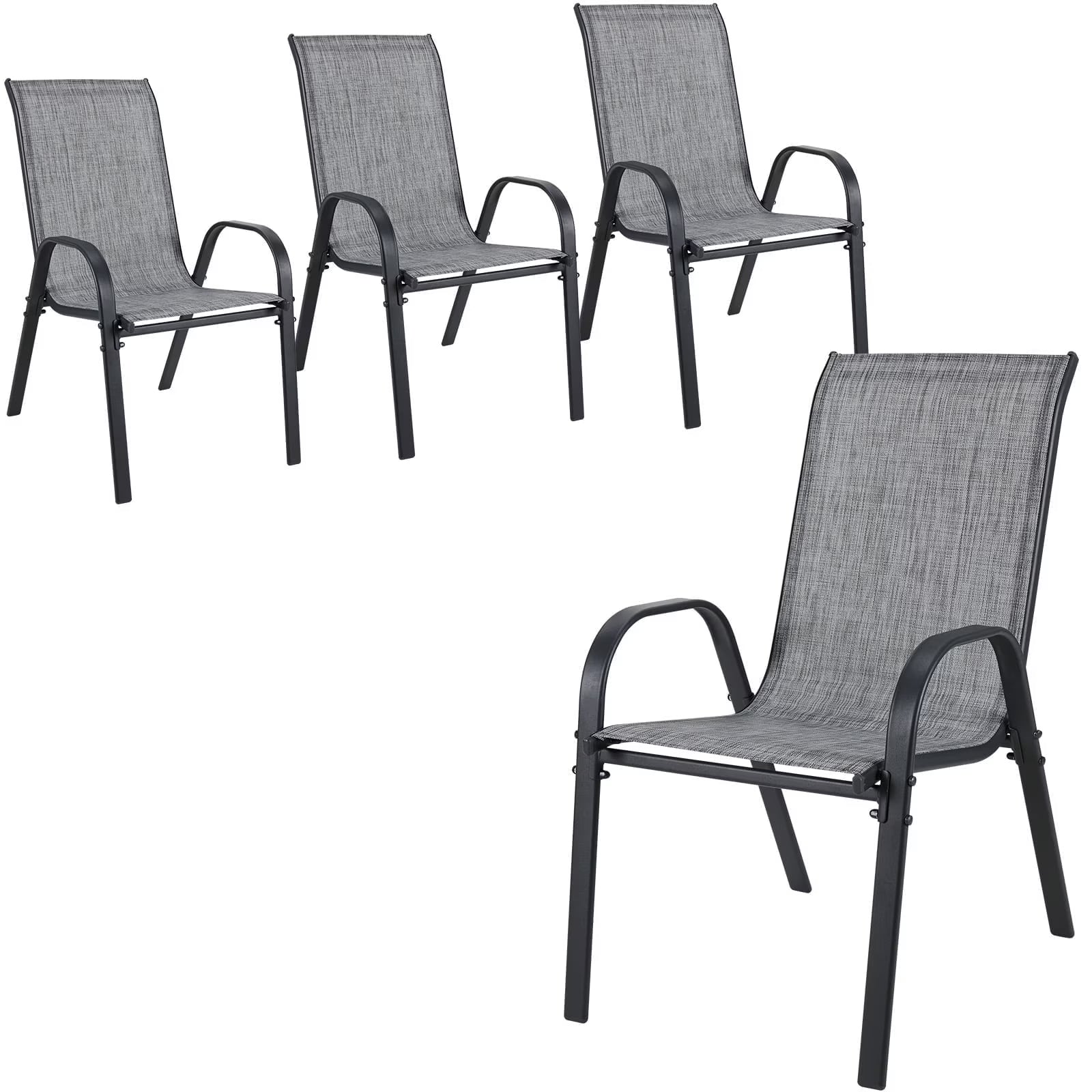 Pirecart Set of 4 Patio Dining Chairs, Textilene Outdoor Stacking Chairs for Poolside, Backyard, Garden