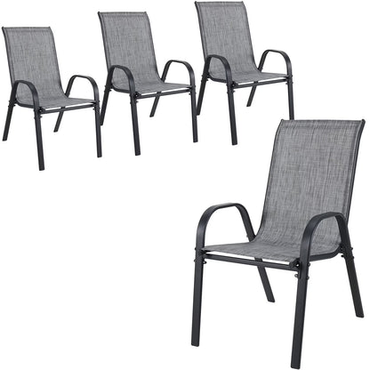 Pirecart Set of 4 Patio Dining Chairs, Textilene Outdoor Stacking Chairs for Poolside, Backyard, Garden