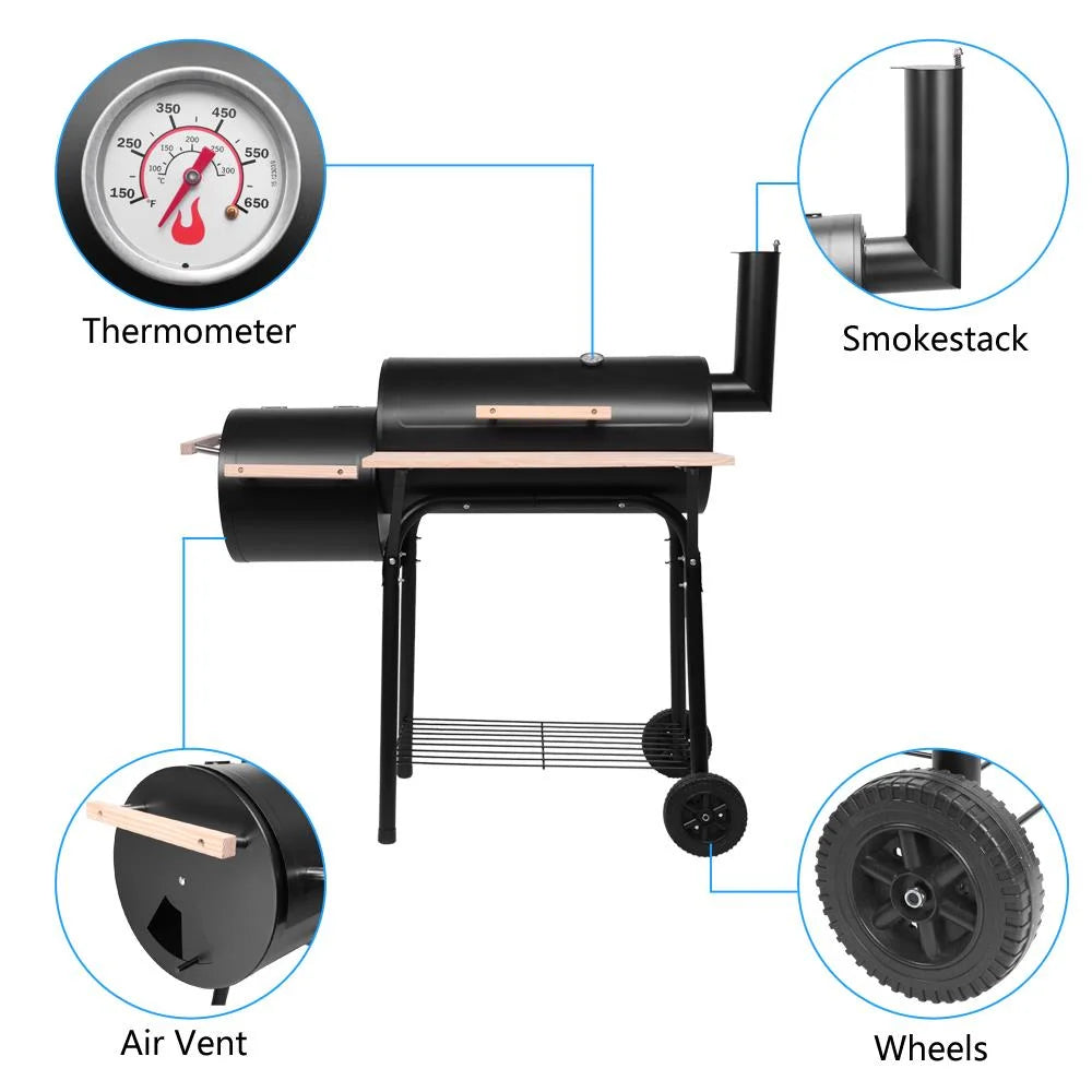Ktaxon BBQ Grill Outdoor Charcoal Grill Offset Smoker for Patio Backyard