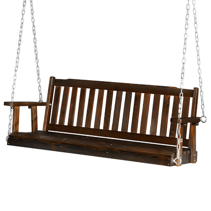 VINGLI Heavy Duty 880 LBS 4 FT Patio Wooden Porch Swing with Upgraded Adjustable Chains, Rustic