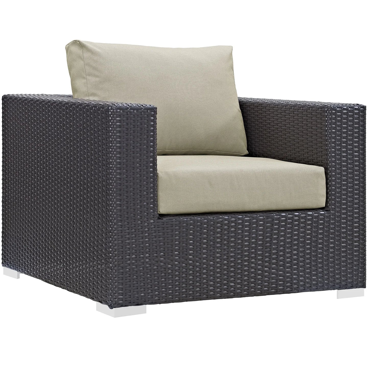 Modway Convene 6 Piece Outdoor Patio Sectional Set in Espresso Beige