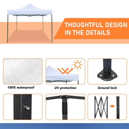 CL.HPAHKL 10' x 10' Outdoor Pop Up Canopy Tent with Wheeled Bag, Outdoor Shade Tent for Party One Push Patio Tent Canopy Instant Slant Leg Conopy for Backyard Outdoor Patio and Lawn