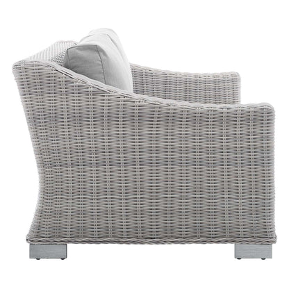 Modway Conway Sunbrella® Outdoor Patio Wicker Rattan 5-Piece Furniture Set in Light Gray Gray