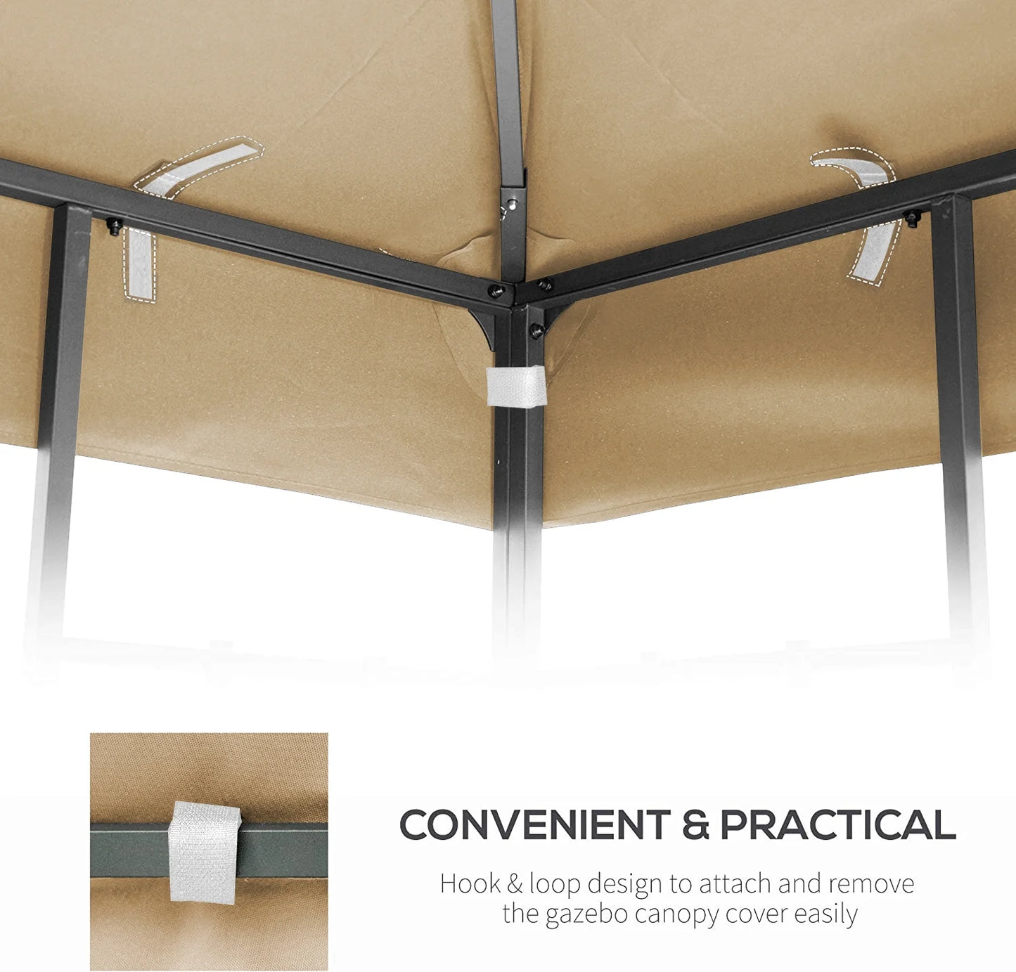 Ataucjin Outdoor Patio Gazebo Replacement Canopy With Air Vent For 2 Tier Outdoor Patio Garden Tent Frames 10x10 Ft (Frame Not Include)