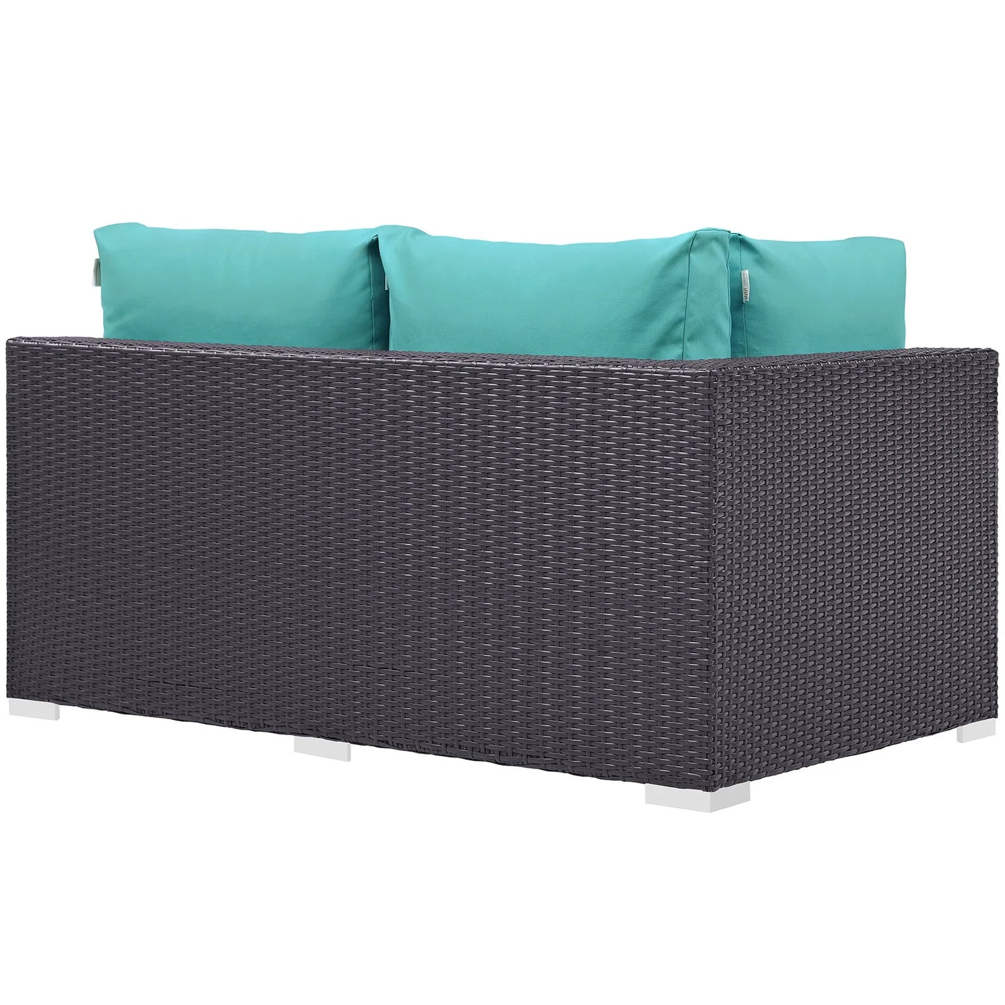 Modway Convene Outdoor Patio Left Arm Loveseat in Espresso Red