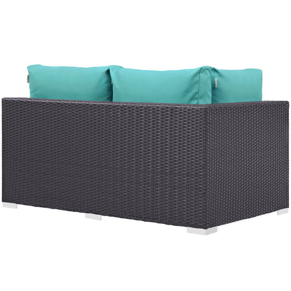 Modway Convene Outdoor Patio Left Arm Loveseat in Espresso Red