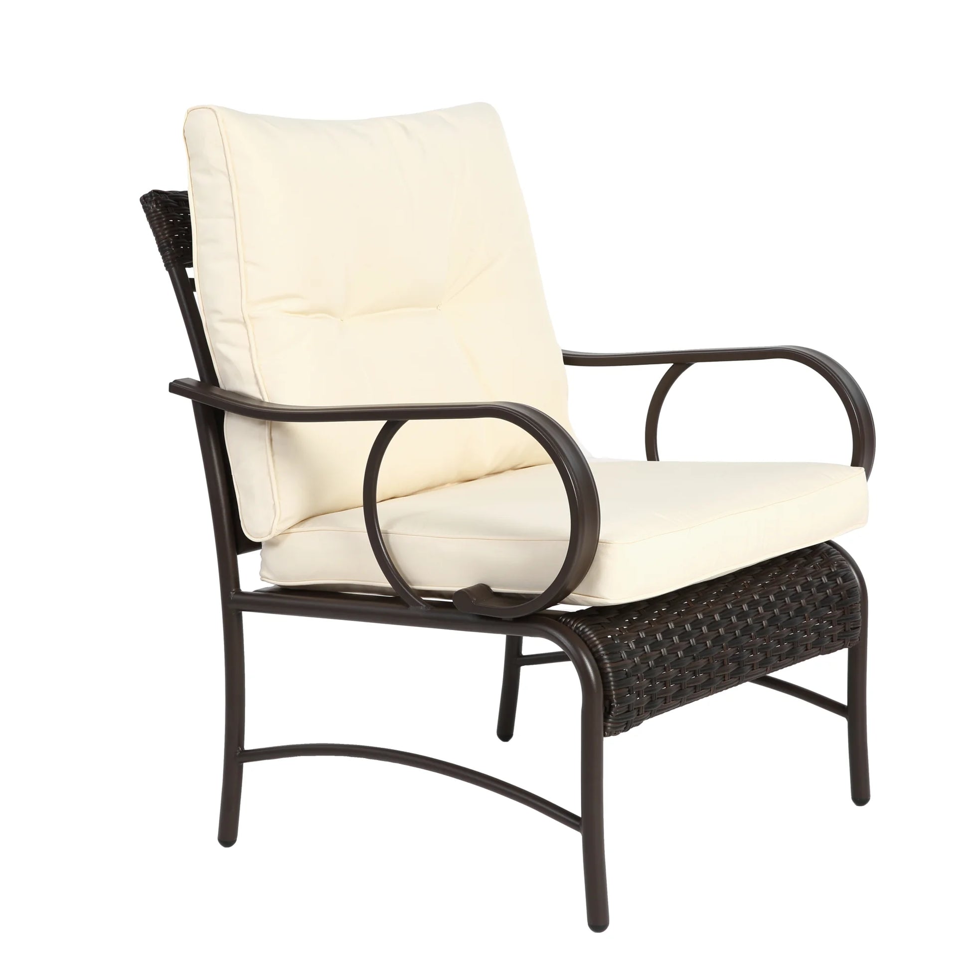 3 Piece Patio Furniture Set, Outdoor Wicker Chairs Set of 2, Bistro Set with Thickened Cushions for Porch Backyard Poolside, White