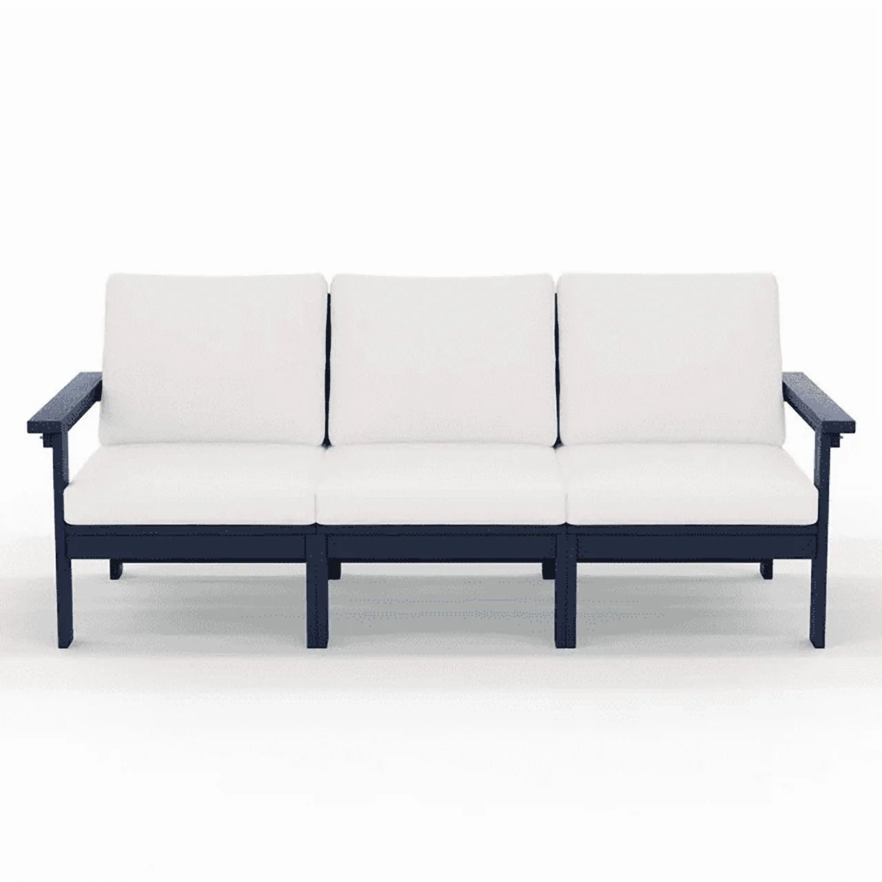 JUSTLET HDPE Patio Sofa Set, All Weather Outdoor Patio Furniture Set, 3-Seater Couch,2 Armchair,1 Side Table,1 Coffee Table, Navy Frame with Khaki Cushion