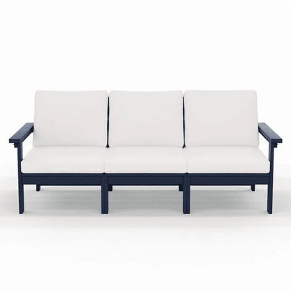 JUSTLET HDPE Patio Sofa Set, All Weather Outdoor Patio Furniture Set, 3-Seater Couch,2 Armchair,1 Side Table,1 Coffee Table, Navy Frame with Khaki Cushion