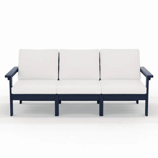 JUSTLET HDPE Patio Sofa Set, All Weather Outdoor Patio Furniture Set, 3-Seater Couch,2 Armchair,1 Side Table,1 Coffee Table, Navy Frame with Khaki Cushion