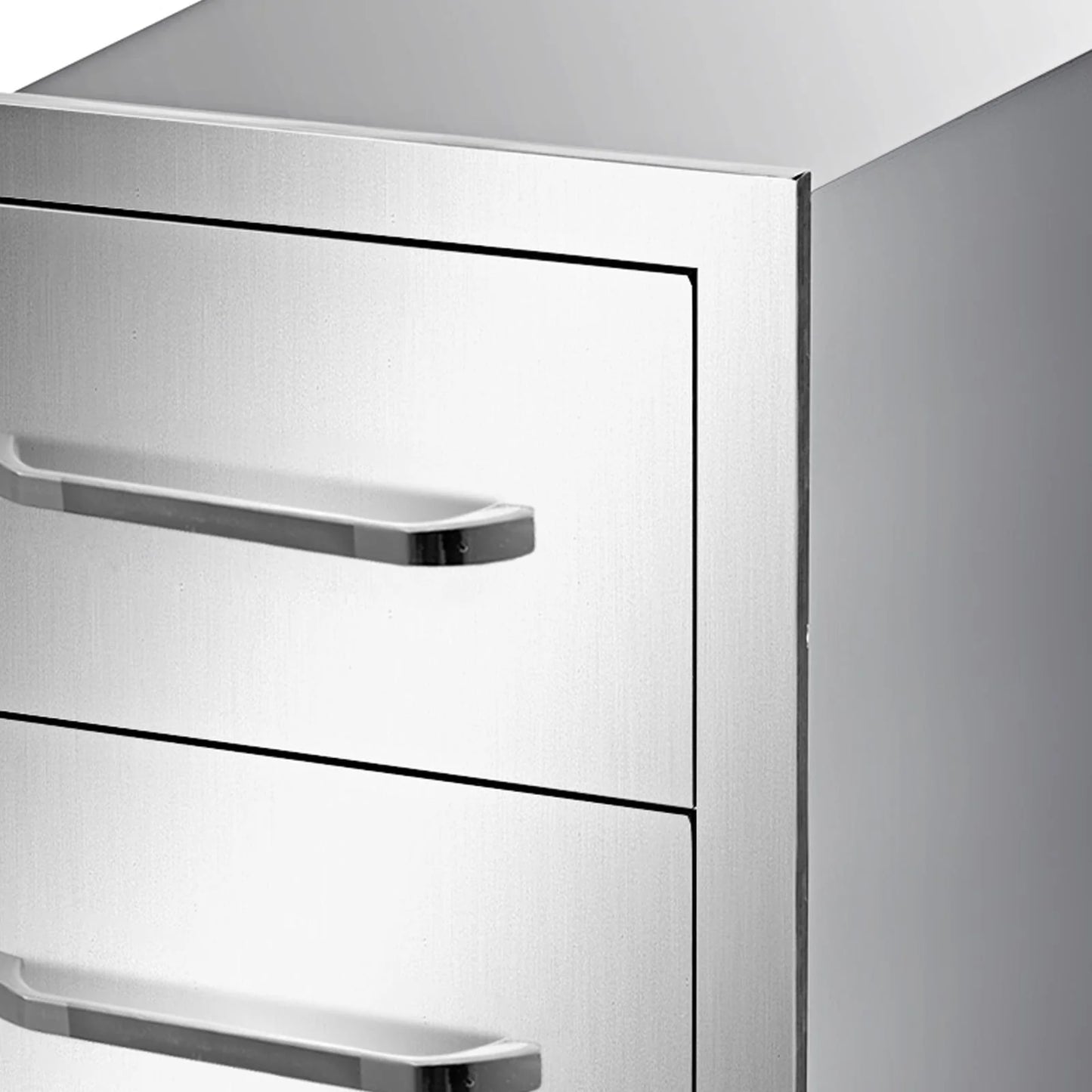 Outdoor Kitchen Drawers 16" W x 21.5" H x 18" D, Flush Mount Triple Access BBQ Drawers with Stainless Steel Handle, BBQ Island Drawers for Outdoor Kitchens or BBQ Island Patio Grill Station