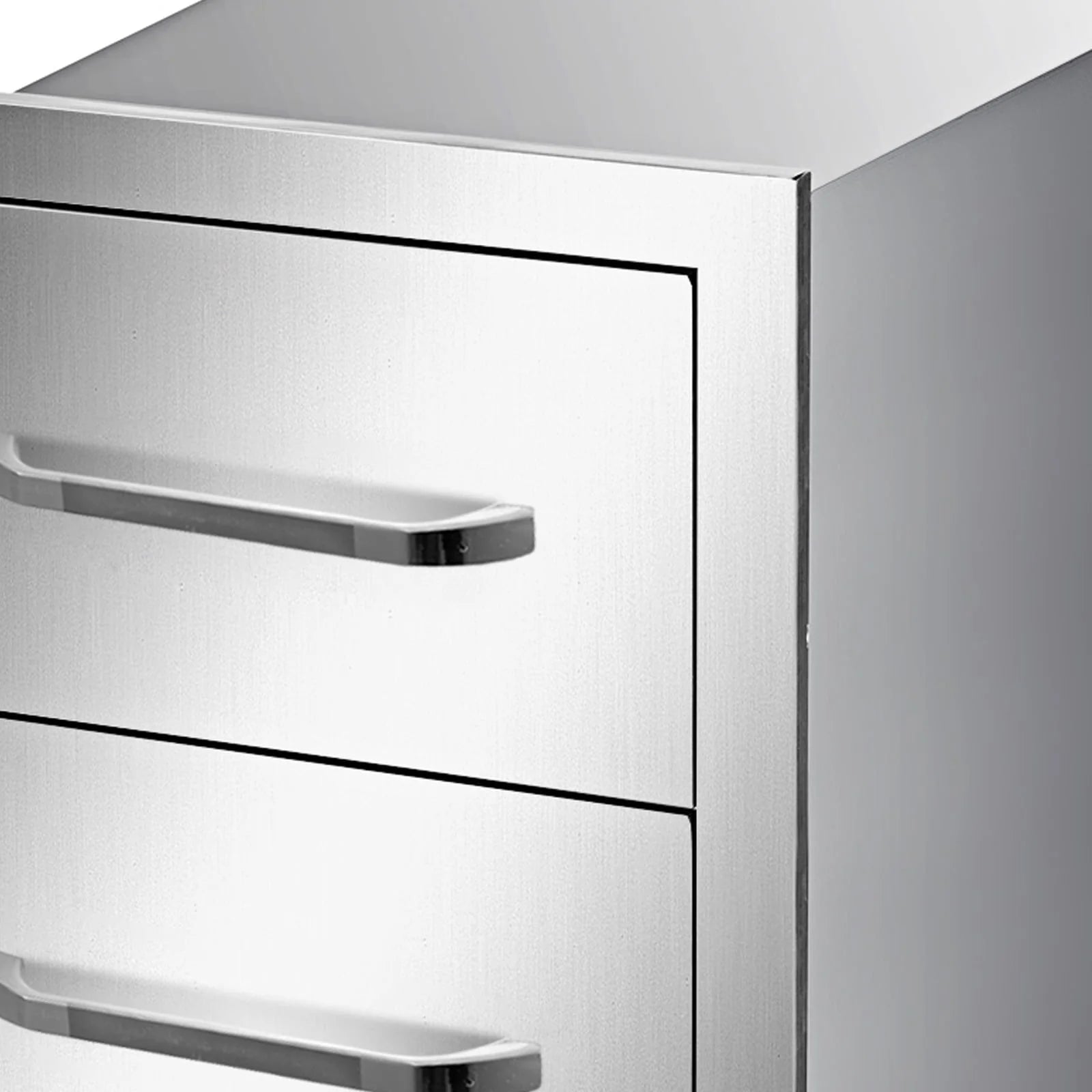 Outdoor Kitchen Drawers 16" W x 21.5" H x 18" D, Flush Mount Triple Access BBQ Drawers with Stainless Steel Handle, BBQ Island Drawers for Outdoor Kitchens or BBQ Island Patio Grill Station