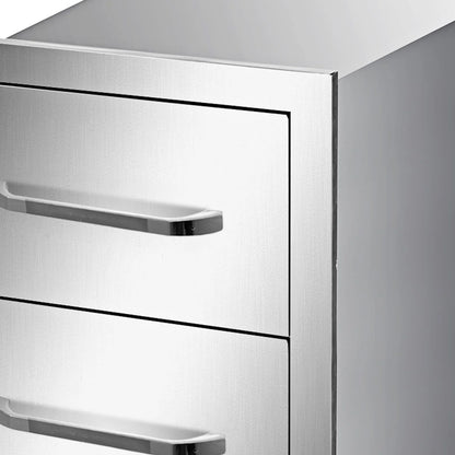 Outdoor Kitchen Drawers 16" W x 21.5" H x 18" D, Flush Mount Triple Access BBQ Drawers with Stainless Steel Handle, BBQ Island Drawers for Outdoor Kitchens or BBQ Island Patio Grill Station