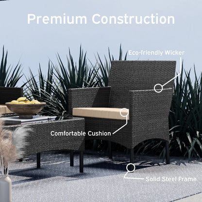 Nestl 4-Piece Outdoor Patio Furniture Set, Wicker Patio Conversation Set, Black/Beige