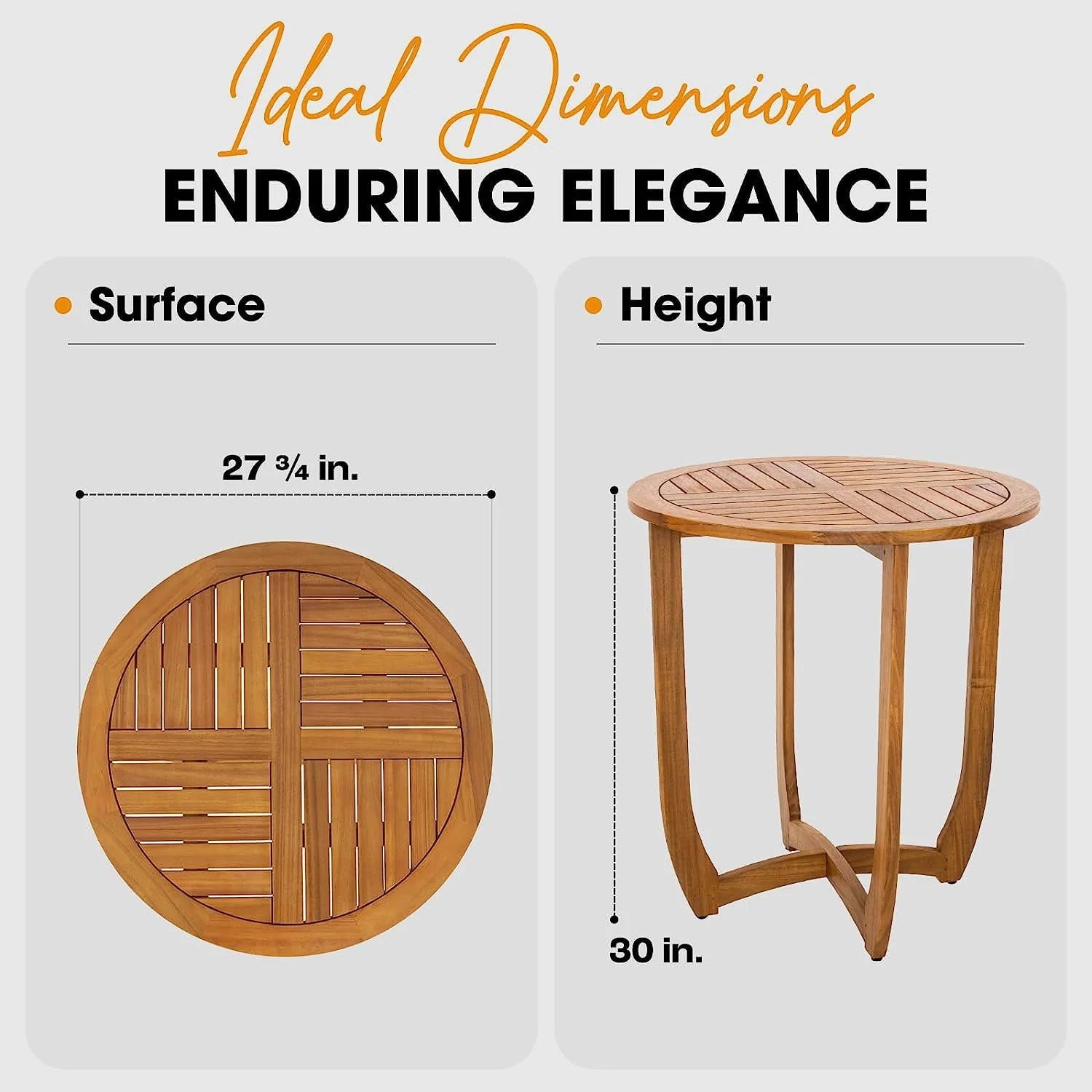 AILE Acacia Wood Bistro Patio Dining Table - Modern Design, 270lbs Heavy Duty