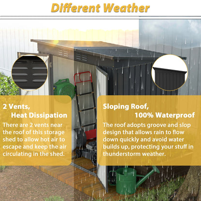 6 x 4 ft Outdoor Storage Shed with Floor Frame, Storage Sheds for Outside with Lockable Door, All Weather Garden Tool Shed with Air Vent for House Backyard Patio Lawn, Black