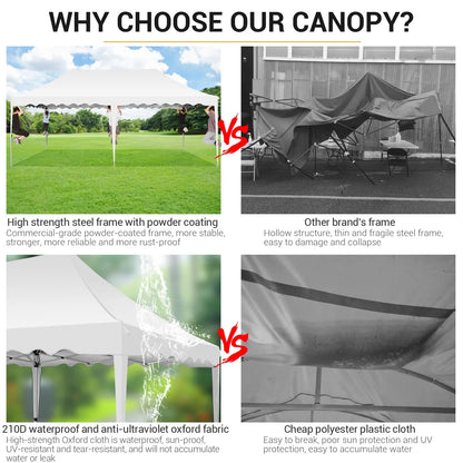 SANOPY 10'x 20' Pop up Canopy Tent, Commercial Heavy Duty Canopy with 6 Removable Side Walls Portable Shelter for Patio Picnic Gazebo Party Wedding, White