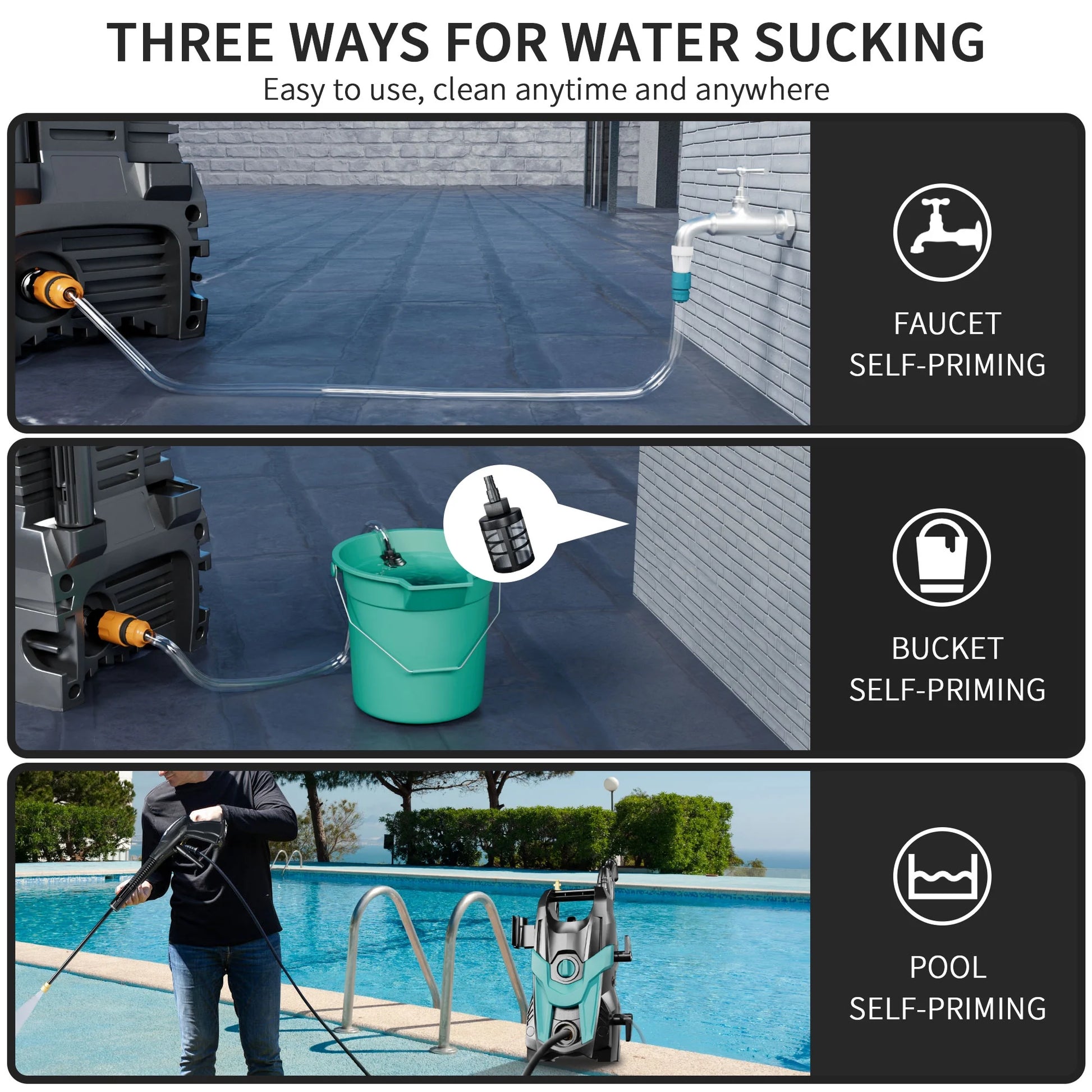 FOTING Upgraded Electric Pressure Washer 4200 PSI 2.8 GPM Power Washer with Extra Hose, 23ft Hose 35ft Power Cord, 4 Nozzle and Detergent Tank for Cars, Fences, Patio