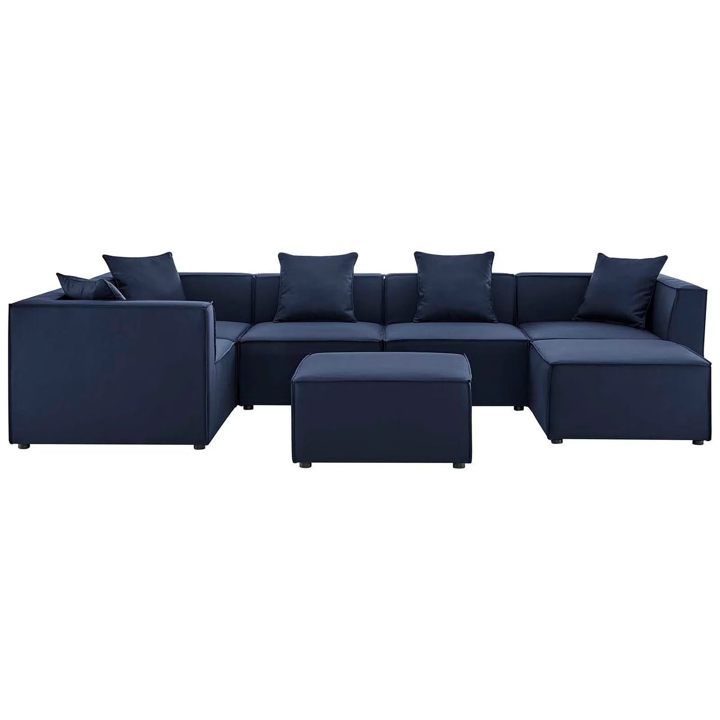 Modway Saybrook Outdoor Patio Upholstered 7-Piece Sectional Sofa in Gray