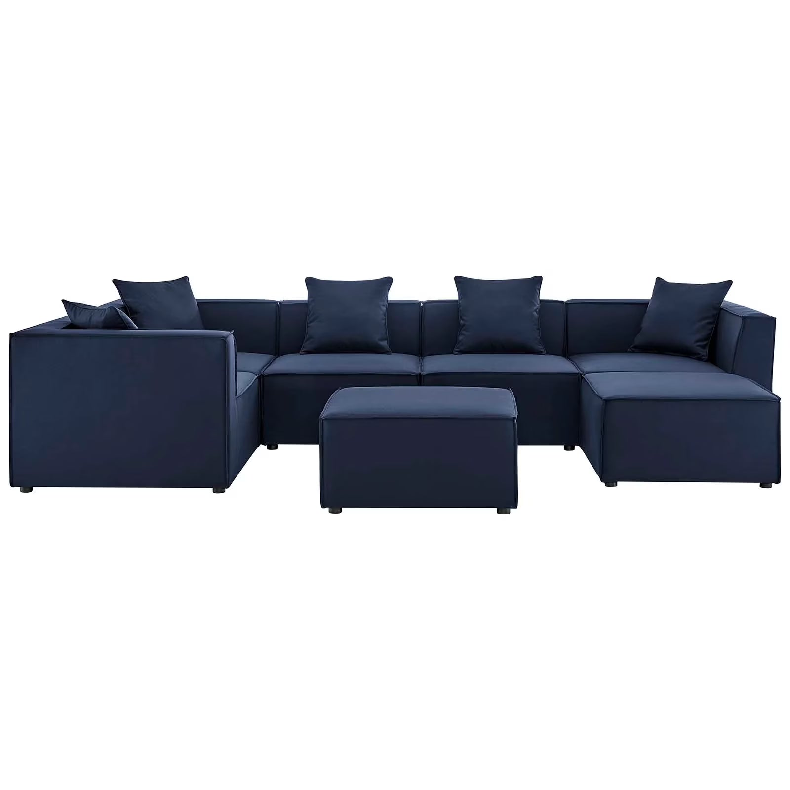 Modway Saybrook Outdoor Patio Upholstered 7-Piece Sectional Sofa in Gray