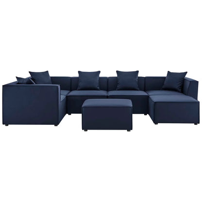 Modway Saybrook Outdoor Patio Upholstered 7-Piece Sectional Sofa in Gray