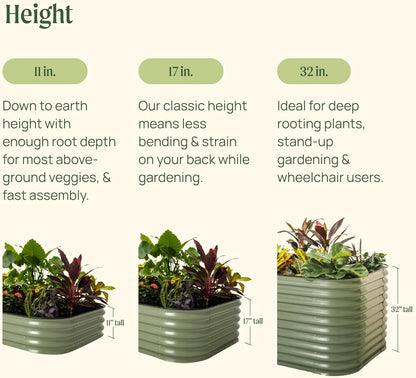 GFNXYI garden 17" Tall 42" Round Raised Garden Bed Metal Raised Bed Planter Box for Vegetables Flowers Patio, Modern Gray