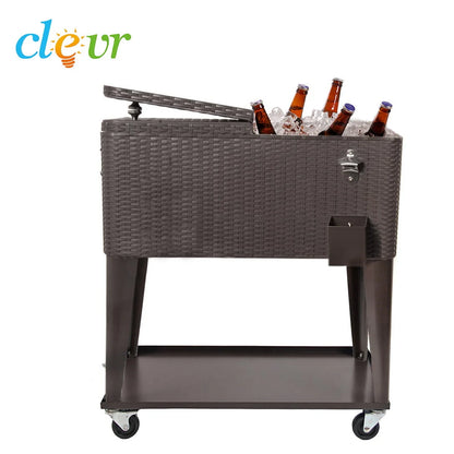 Clevr Outdoor Patio 80 quart Party Portable Rolling Cooler Wheeled Ice Chest