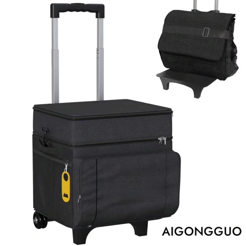 Cooler With Wheels And Handle, Portable Rolling Cooler, Ice Chest Cooler, 50 Can Large Cooler Bag For Beach, Outdoor Camping, Picnic, Patio Travel