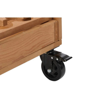 Outdoor Wooden Cart Table With Wheels Metal Top And Storage Hook For Patio Backyard Garden Offering Both Charm And Heat Resistance