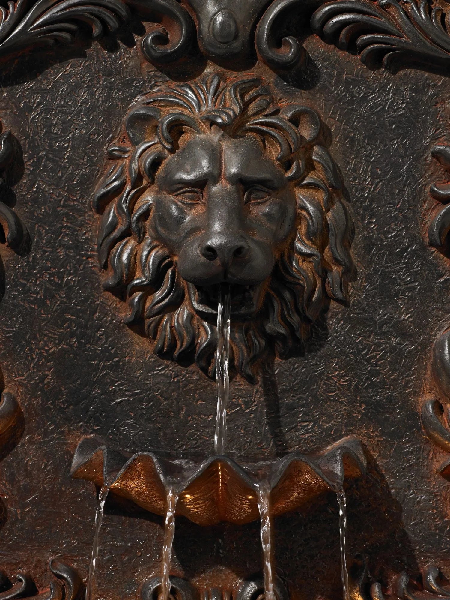 John Timberland Imperial Lion Acanthus Rustic Outdoor Floor Wall Water Fountain with LED Light 50" for Yard Garden Patio Home Deck Porch House Balcony