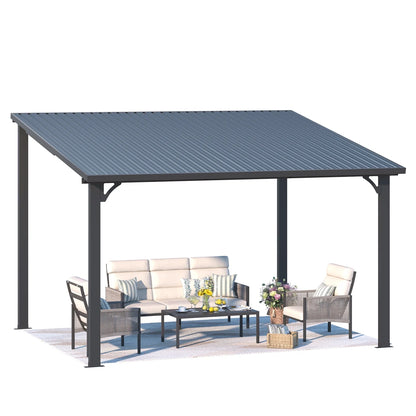 AECOJOY 10' x 12' Hardtop Gazebo, Heavy Duty Outdoor Gazebo with Galvanized Steel Sloping Roof, All Weatherproof Metal Gazebo Featuring Vertical Stripes for Patio, Backyard, and Lawns