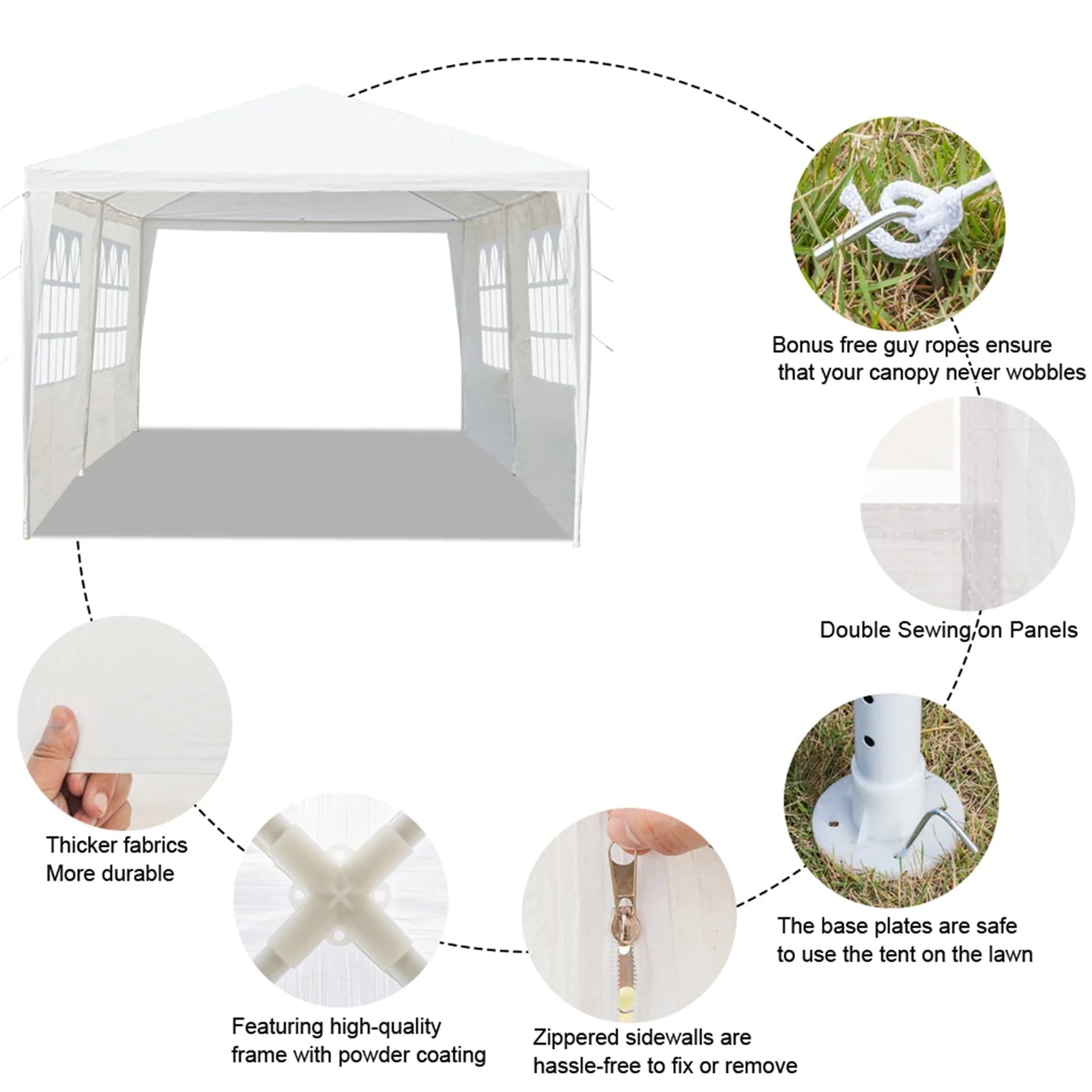 Arttoreal 20'Lx10'Wx8.5'H Outdoor Patio Pop-up Canopy with Sides,Garden Canopy Shelter Tents,White