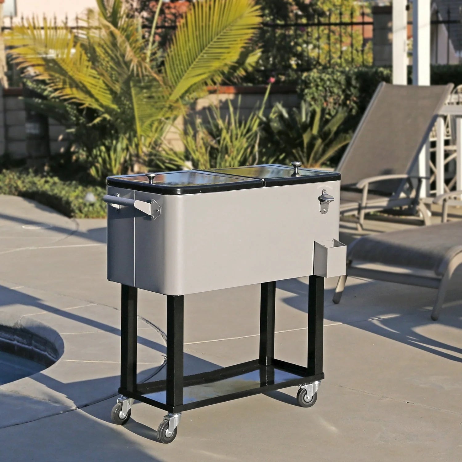 Clevr 80 Quart Quart Rolling Cooler Ice Chest Patio Outdoor Picnic Portable