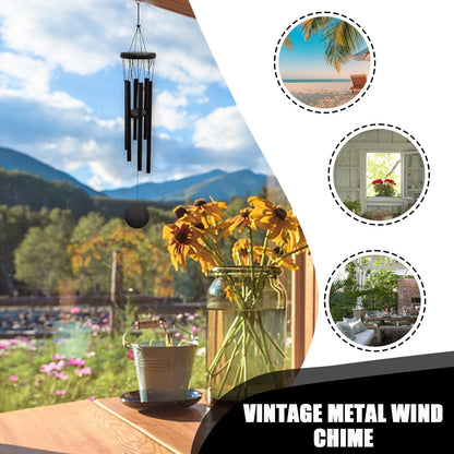 Wind Chimes Outdoor Deep Tone, Wind Chime Outdoor Sympathy Wind-Chime With 6 , Elegant Chime For Garden Patio Black Windchimes