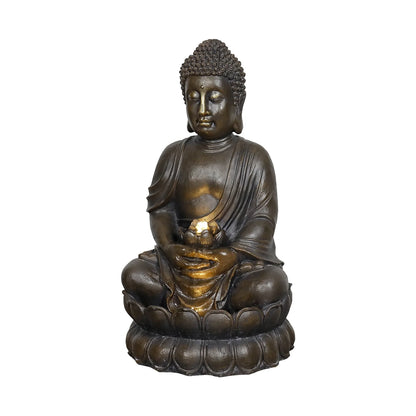 33" H Buddha Outdoor Water Fountain with LED Lights and Pump,Zen Style Relaxing Garden Fountain Waterfall for Patio, Porch and Yard Decor