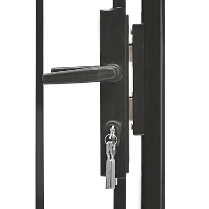 vidaXL Fence Gate Metal Fence Post Garden Gate for Outdoor Patio Lawn Steel