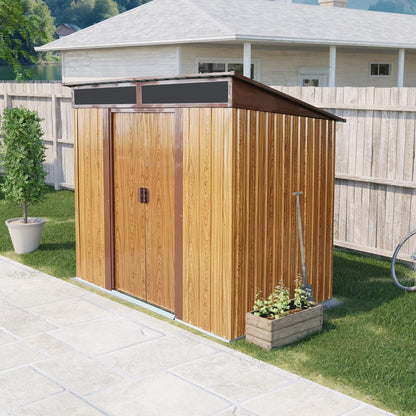 AENKYO Outdoor storage sheds 6FTx5FT Pent roof with Double Lockable Doors for Backyard Patio Lawn - Black