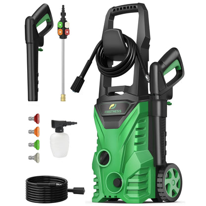 Firstness Pressure Washer 3500 PSI, Electric Power Washer w/26 ft Hose, 4 Quick Connect Nozzles, High Pressure Cleaning Machine with Foam Cannon, Portable to Clean Patios, Cars, Fences, Driveways