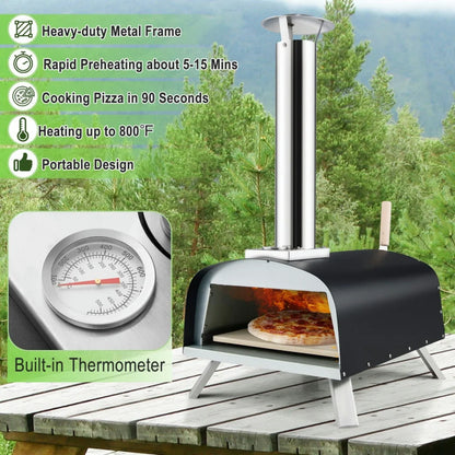 Topcobe Portable Multi-Fuel Pizza Oven with Pizza Stone and Pizza Peel, Cooking Space for Backyard, Patio and Parties