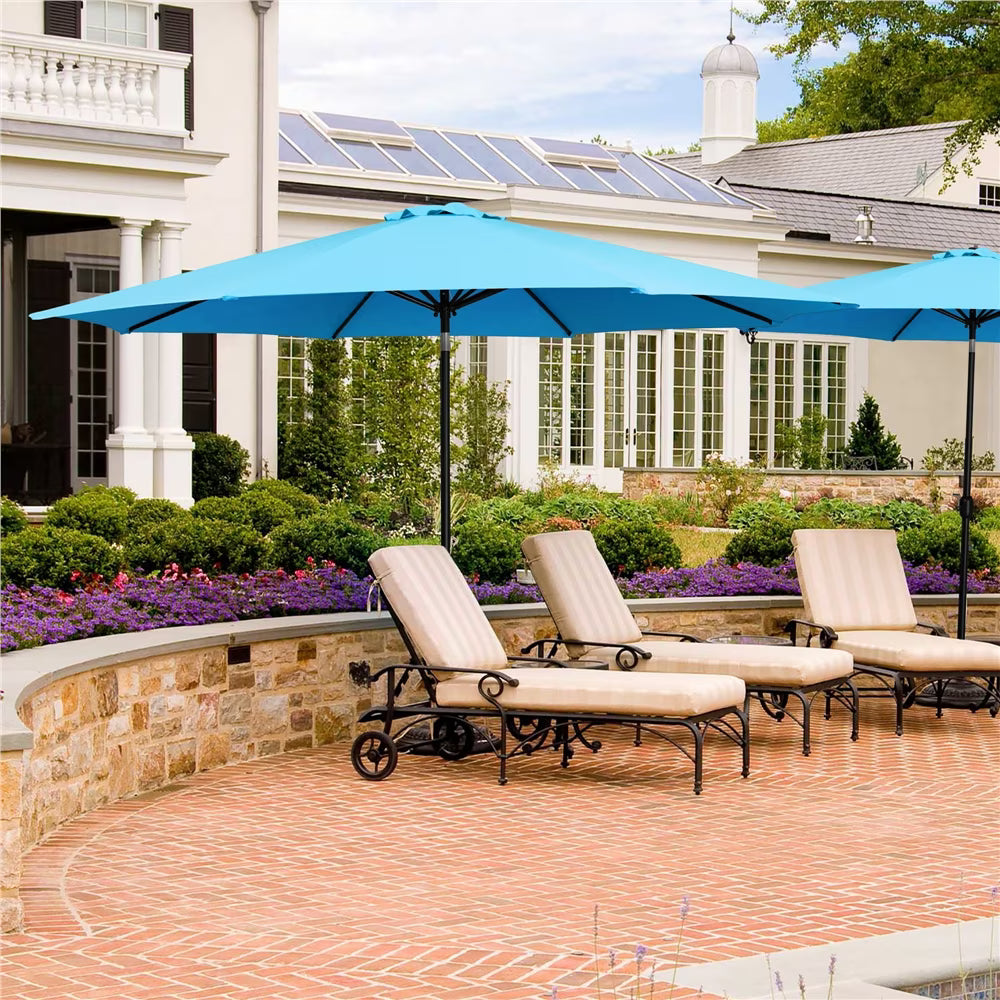 Yaheetech 11FT Patio Umbrella 8 Ribs Market Umbrella + 30lbs 18'' Round Patio Base Stand for Outdoor, Red