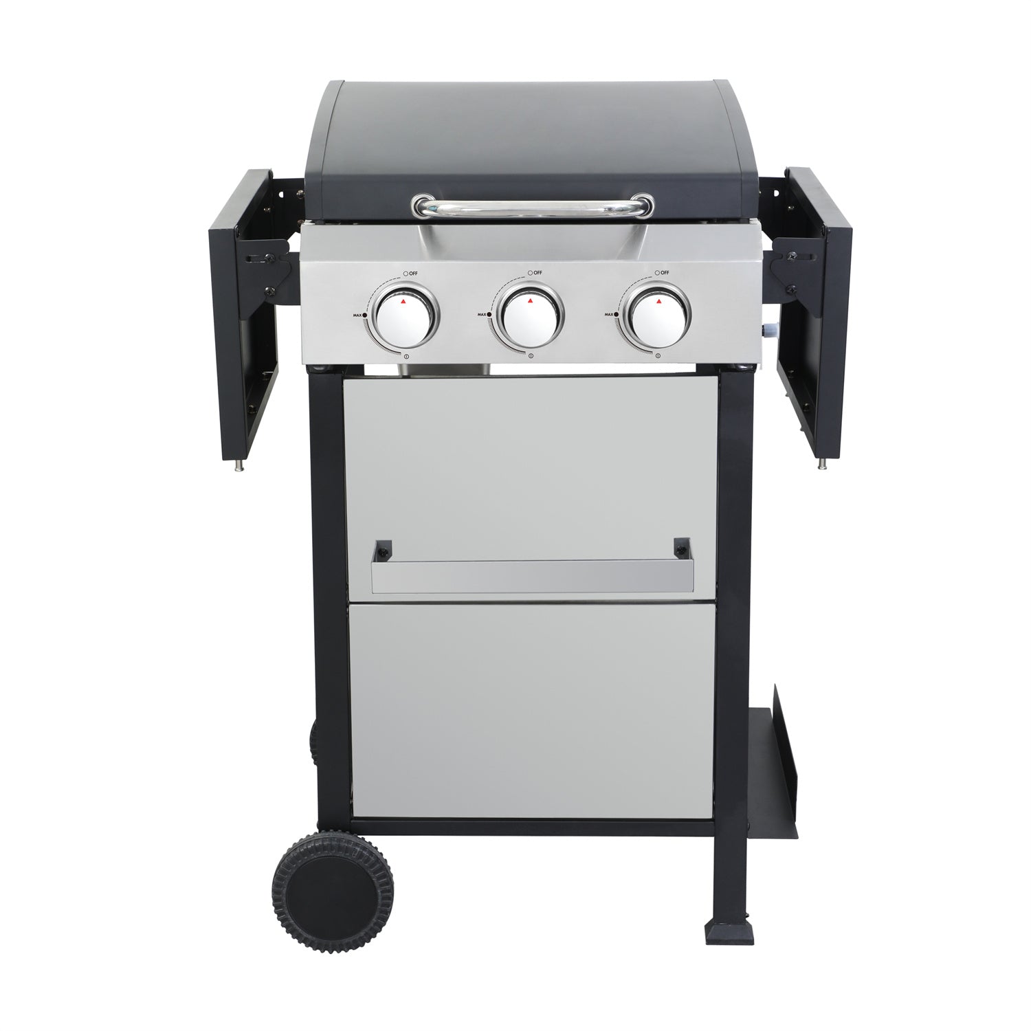 HighSound 2-Burner Propane Gas Grill, 24600 BTU Patio Garden Barbecue Grill with Stainless Steel Tray, Wire Enamel Cooking Grids & Foldable Shelves, Black